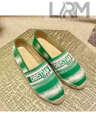 Dior Granville Espadrilles in Green D-Stripes Embroidered Cotton 2021