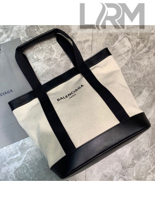 Balenciaga Men's Navy Canvas Tote Bag White 2021