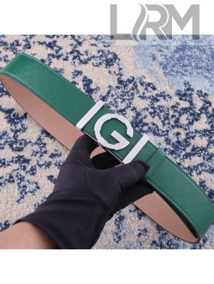 Gucci Reversible Signature GG Calfskin Belt 38mm with Single G Buckle Green 2019 