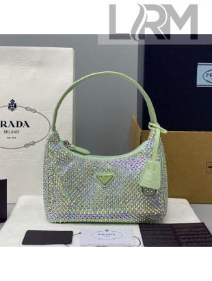 Prada Re-Edition 2000 Crystal Mini Hobo Bag 1NE515 Green 2021