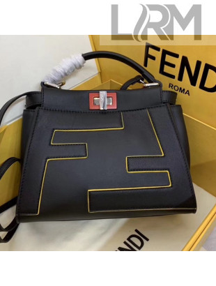 Fendi Oversize Raised FF Peekaboo Mini Top handle Bag Black 2019