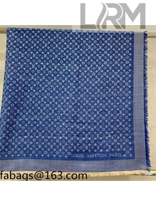 Louis Vuitton Monogram Silk and Wool Sqaure Scarf 120x120cm Blue 2021 21100709