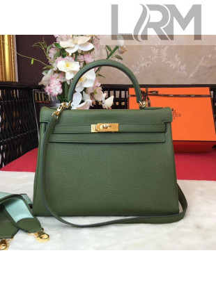 Hermes Kelly 32cm in Original Togo Leather Bag Green