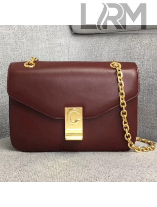 Celine Medium C Bag in Shiny Calfskin Burgundy 2019