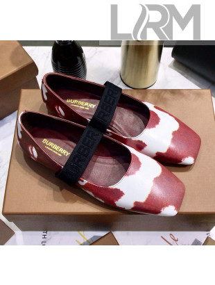 Burberry Calfskin Flat Ballerina With Elastic Band Red/White 2020