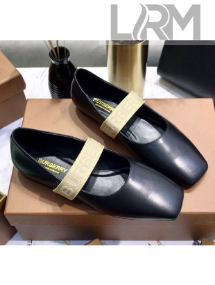 Burberry Calfskin Flat Ballerina With Elastic Band Black 2020