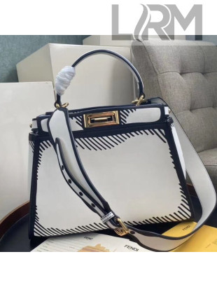 Fendi Peekaboo Iconic FF Leather Medium Bag White/Black 2020