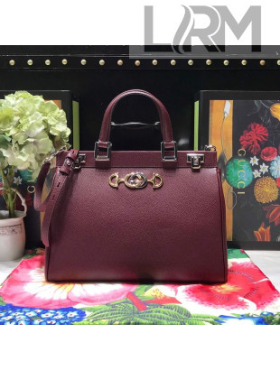 Gucci Zumi Grainy Leather Medium Top Handle Bag ‎564714 Burgundy 2019