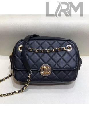 Chanel Grained Calfskin Round CC Metal Camera Bag AS6066 Black 2019