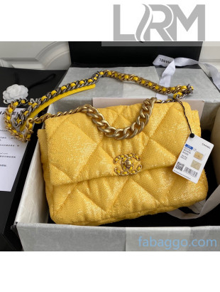 Chanel Sequins Chanel 19 Large Flap Bag AS1161 Yellow 2020