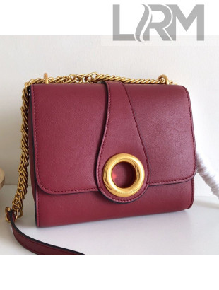 Burberry Small Leather Round Ring Shoulder Bag Burgundy 2019