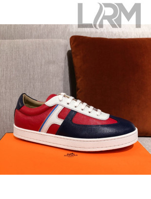 Hermes Boomerang Calfskin Sneakers Red/Navy Blue 2021 14 (For Women and Men)