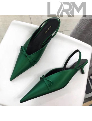 Balenciaga Satin Knife Slingback Mules Green 2019