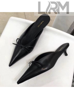 Balenciaga Lambskin Bowknot Knife Mules Black 2019