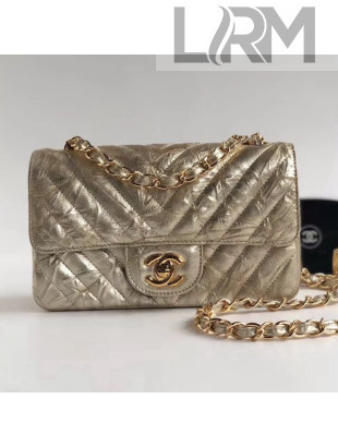 Chanel Aged Metallic Light Gold Calfskin Small Classic Flap Bag 2018