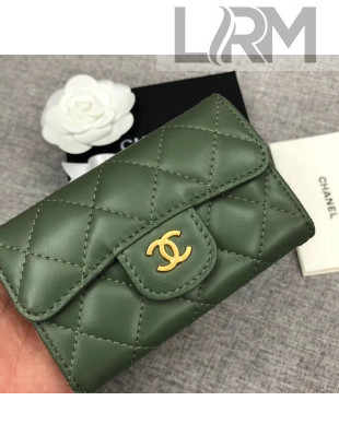 Chanel Quilting Classic Card Holder Green