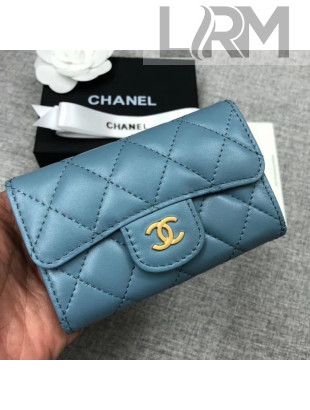 Chanel Quilting Classic Card Holder Blue