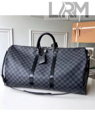 Louis Vuitton Men's Keepall Bandouliere 50 Damier Graphite Canvas N41413