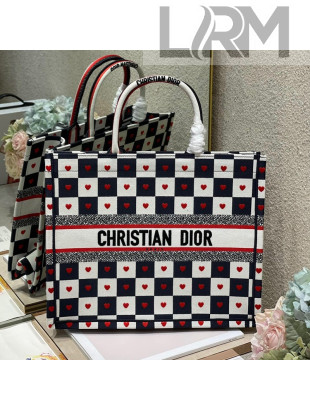 Dior Large Book Tote Bag in D-Chess Heart Embroidery 2021 M1286 