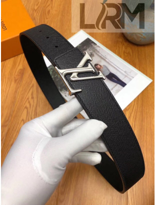 Louis Vuitton Grained Calfskin Reversible Belt 40mm Black/Silver 02 2019