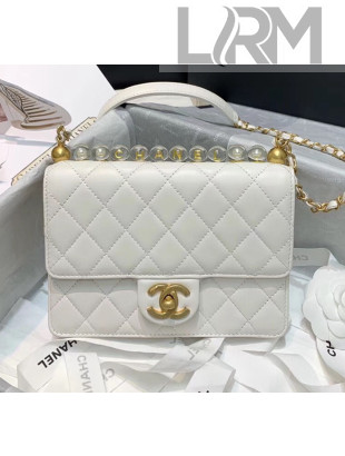 Chanel Acrylic Beads Goatskin Small Flap Bag AS0585 White 2020