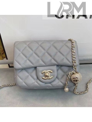 Chanel Quilted Leather Flap Bag with Crystal Ball AS1786 Gray 2020