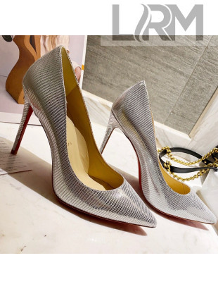 Christian Louboutin Lizard Embossed Pumps Silver 2021