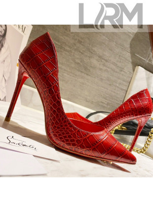 Christian Louboutin Stone Embossed Calfskin Pumps Red 2021