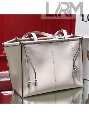 Loewe Cushion Tote Bag in Grained Calfskin White 2019