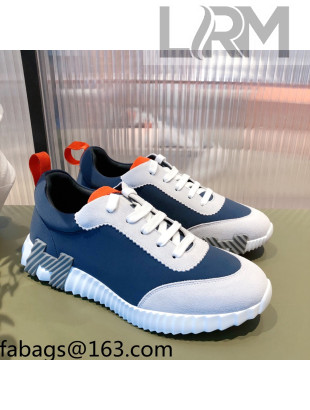 Hermes Bouncing Technical Canvas and Suede Sneakers Navy Blue/White 2021 