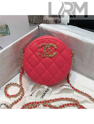 Chanel Grained Calfskin Round Clutch with Chain AP1805 Pink 2020