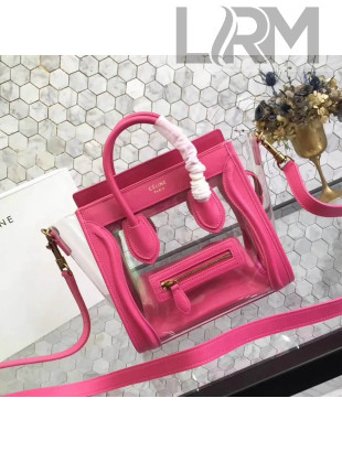 Celine Nano Luggage Bag in Calfskin & PVC Fuchsia 2018