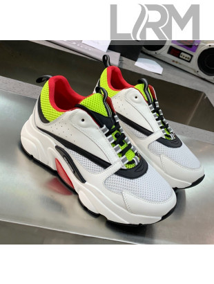 Dior B22 Sneaker in Calfskin And Technical Mesh Fluorescent  Green/White/Red 2020