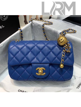 Chanel Lambskin & Gold-Tone Metal Flap Bag AS1787 Blue 2020