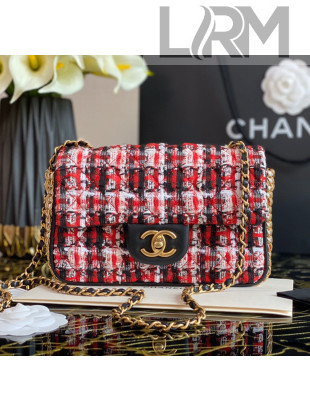 Chanel Tweed Small Flap Bag With Imitation Pearls AS1740 Red 2020