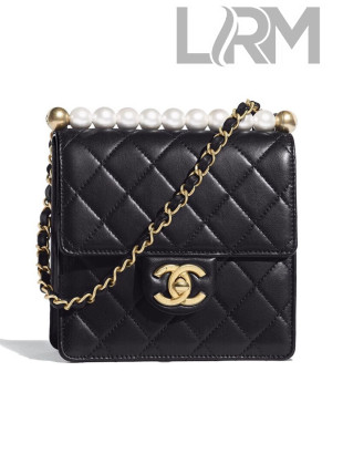 Chanel Lambskin Pearls Flap Bag AS0584 Black 2019