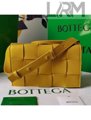 Bottega Veneta Cassette Small Crossbody Messenger Bag in Maxi Weave Yellow 2021