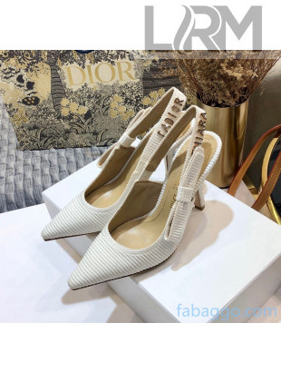 Dior J'Adior Slingback Pump With Metal Charm and 9.5cm Heel White 2021