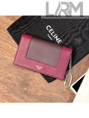 Celine Bicolour Frame Card Holder Burgundy 2020