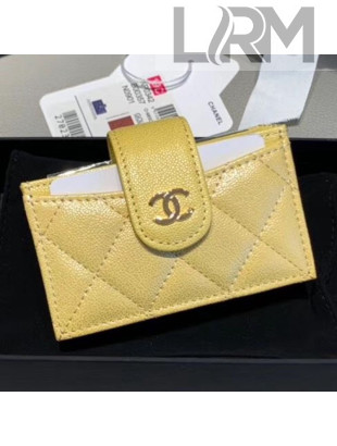 Chanel Iridescent Grained Calfskin Card Holder AP0342 Yellow 2019