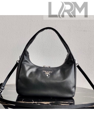 Prada Supple Leather Hobo Bag 1BC132 Black 2020