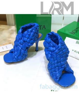 Bottega Veneta BV Board Sandals in ntrecciato Nappa leather 9cm Heel Blue 2020