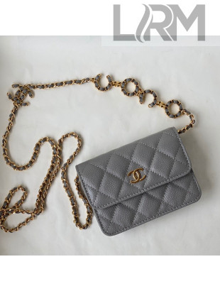 Chanel Grained Calfskin Clutch with COCO Chain  AP2306 Gray 2021