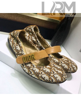 Dior Baby-D Quake Flat Ballerinas in Khaki Oblique Jacquard Canvas 2019