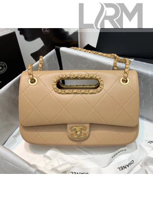 Chanel Gold-Tone Metal Chain Small Flap Bag AS1466 Apricot 2020