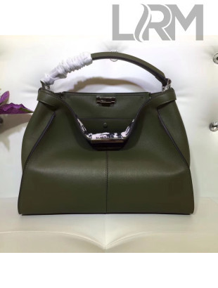 Fendi Calfskin Peekaboo X-lite Medium Bag Green 2018