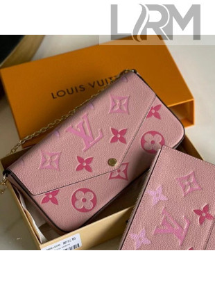 Louis Vuitton Félicie Pochette Clutch with Chain/Mini Bag in Monogram Leather M80498 Pink 2021