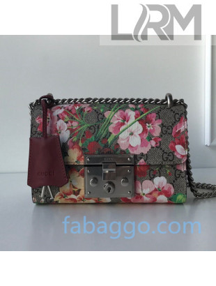 Gucci Padlock Flora GG Apple Small Shoulder Bag 409487 Beige 2020