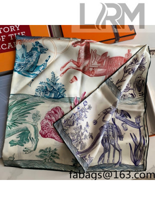 Hermes Reversible Silk Sqaure Scarf 90x90cm Blue 2021