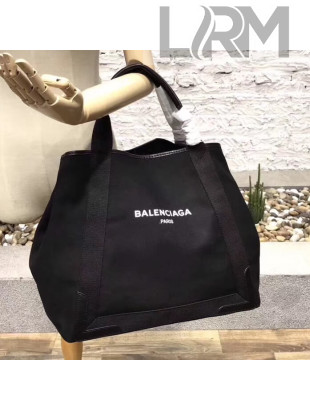 Balenciaga Denim Navy Cabas Large Bag Black 2017